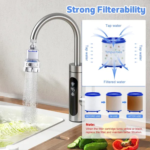 Vista 3 de Paquete de 3 grifos de filtro de agua para fregadero, filtro giratorio de 360° para fregadero de baño y cocina, 3 modos de filtro de grifo de baño