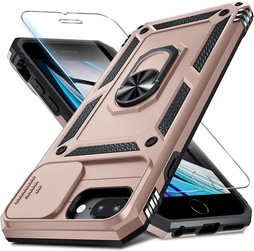 Vista 54 de Janmitta Funda para iPhone 8 Plus/7 Plus/6 Plus, Cubierta de Teléfono con Cubierta Deslizante Integrada para Lente de Cámara + Protector