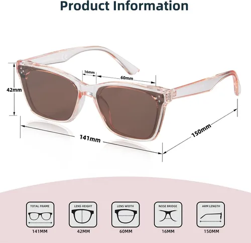Vista 4 de EVANLCAP Lentes de sol para mujer, lentes de sol de moda de ojo de gato, rectángulos, rayos UV, para hombre