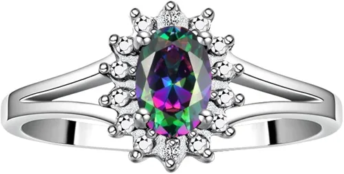 Vista 4 de Rylos Joyería para mujer, anillo de plata de ley, aretes y colgantes, collar de piedras preciosas y diamantes genuinos, piedra natal de 0.236 x