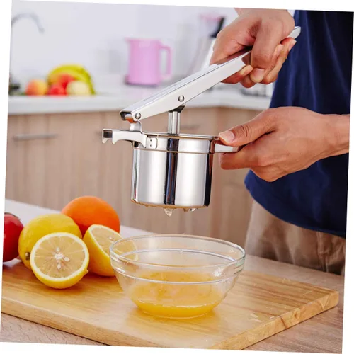 Vista 2 de Cabilock Exprimidor manual de limón de acero inoxidable con mango largo para apretar sin esfuerzo y fácil limpieza para chefs caseros y cocinas