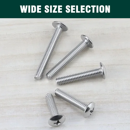 Vista 7 de Tornillos de máquina con cabeza de armadura de 1/4-20 x 1, Phillips Drive, rosca completamente a máquina, acero inoxidable 18-8 304, acabado