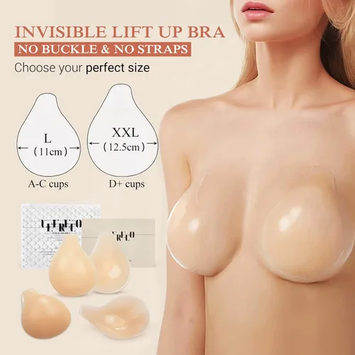 Vista 5 de Sticky Bra Push Up 2 Pairs, Strapless Backless Adhesive Bra Invisible Lift bra, Nipple Covers Silicone Pasties
