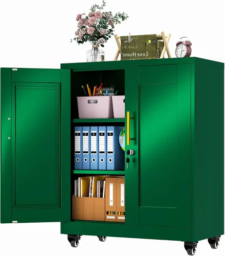 Vista 18 de Gabinete de almacenamiento de casillero de metal de 24.5"H con cerradura - Gabinete pequeño con cerradura para empleados, gabinete de casillero
