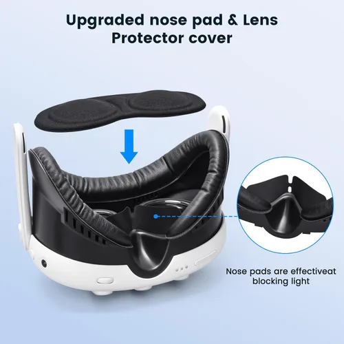 Vista 2 de Facial Interface & Face Cover Pad and Controller Grips Cover for MetaOculus Quest 3