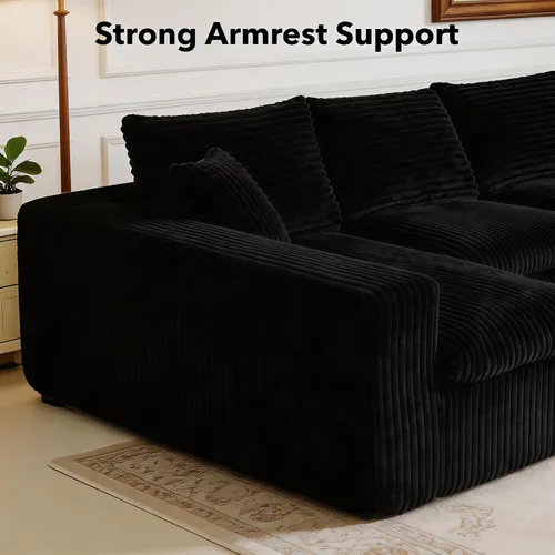 Vista 7 de THSUPER 130'' Oversized U Shaped Deep Seat Boneless Sectional Couch. Black