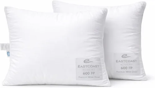 Vista 7 de East Coast Bedding Almohada de plumón 100% blanca, sin plumas, fabricada en Estados Unidos, potencia de relleno de 600, carcasa de algodón de 400