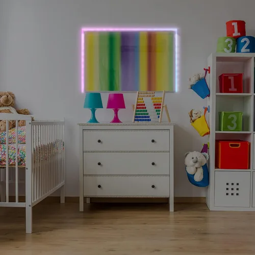 Vista 3 de Monster - Paquete de 2 tiras de luz LED multicolor y multicolor de 6.5 pies, personalizables, despegar e instalar, flexible, ambiente mejorado
