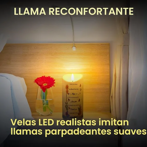 Vista 4 de Skywin Velas conmemorativas sin llama para difuntos (Miss You), 5.9 x 2.7 pulgadas, velas LED conmemorativas para la pérdida de seres queridos