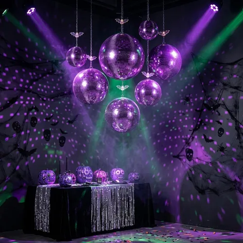 Vista 3 de Yescom Juego de 8 bolas de discoteca de 7/12/16/20/24 pulgadas, bolas de espejo surtidas, decoración de vidrio para colgar para fiestas de los años