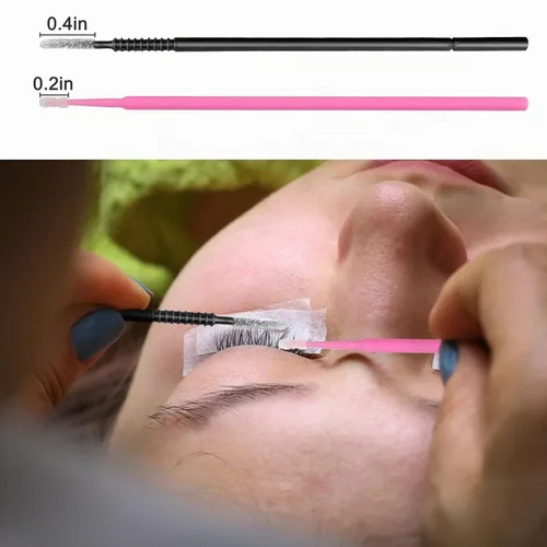 Vista 2 de Eyxformula 200 piezas desechables cepillo aplicador micro, hisopos micro libres de pelusa de precisión para extensiones de pestañas, microhisopos