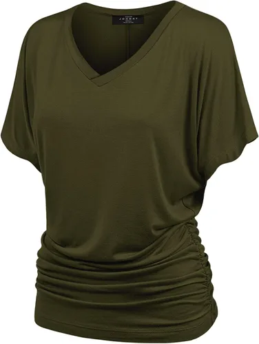 Vista 48 de Made By Johnny Camiseta de manga corta Dolman con cuello barco y dobladillo curvado para mujer, ajuste holgado Wt1037_aqua