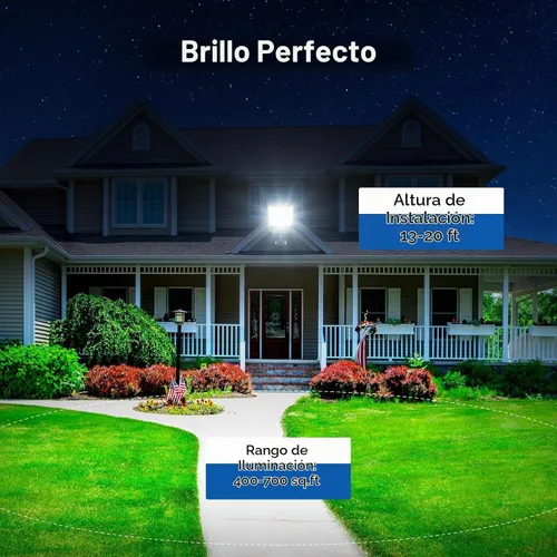Vista 4 de Luces solares para exteriores impermeables, luz de inundación gran angular de 320°, luz LED solar de estacionamiento con sensor de movimiento