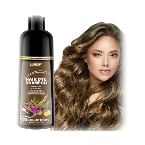 Vista 10 de Champú de tinte para el cabello marrón para una cobertura 100% de canas, champú de color de cabello 3 en 1 with Argan Oil & Ginseng, Ammonia &
