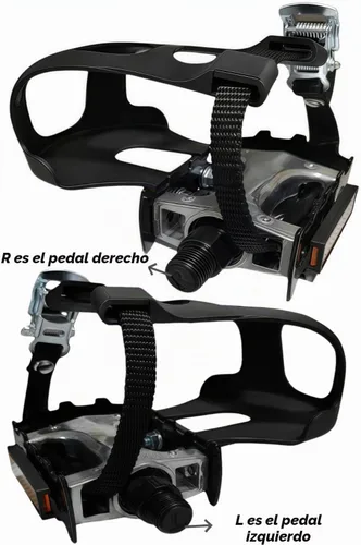 Vista 4 de YBEKI Pedales de bicicleta de spinning de grado profesional con clips para los dedos y correas ajustables 4D - Eje de aleación de 9/16