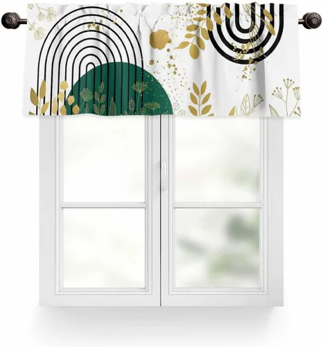 Vista 11 de Juego de Cortinas de Cocina del Día de San Patricio Trébol de la Suerte Shamrock Juego de Cenefa de Ventana, Cortinas con Bolsillo para Barra