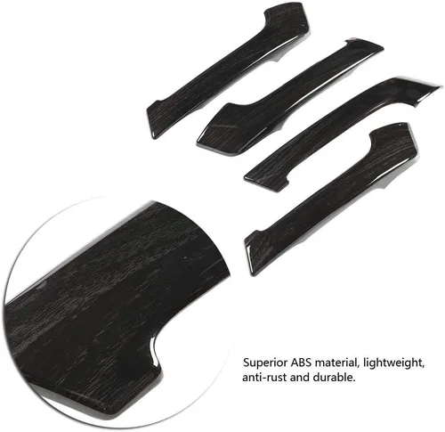 Vista 5 de 4pcs negro grano de madera interior manija puerta cubierta ajuste para Prado 2010-2018