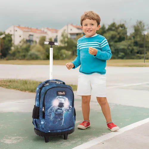 Vista 2 de Tilami Mochila con ruedas para niños y niñas, astronauta