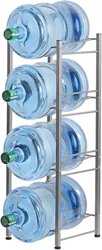 Vista 9 de LIANTRAL Estante para botellas de agua de 5 galones - Soporte desmontable resistente de 3 niveles para el hogar, oficina (negro)