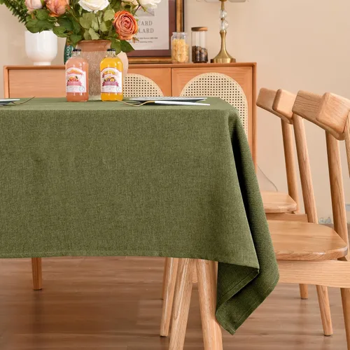 Vista 18 de Mantel rectangular de lino texturizado de 47 x 63 pulgadas, impermeable, a prueba de derrames, lavable, sin arrugas, mantel para mesa de comedor