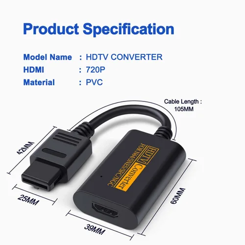 Vista 5 de Jacose HDMI Adapter for N64 Game CubeSNES
