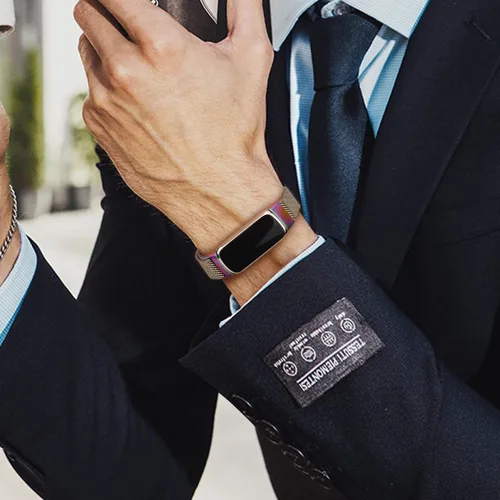 Vista 7 de Amzpas Correa de metal compatible con bandas Fitbit Luxe para mujeres y hombres, correa de repuesto de malla de acero inoxidable para Fitbit