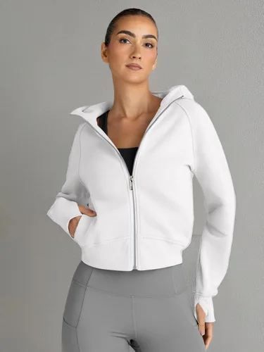 Vista 6 de Trendy Queen - Sudaderas con capucha y cremallera para mujer, sudaderas cortas de vellón, trajes de otoño, estilo informal, cómodas, Y2K, ropa