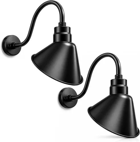 Vista 14 de Lámpara de señal de cuello de cisne de acabado galvanizado de 10 pulgadas con brazo de extensión de 22 pulgadas de largo, aplique de pared