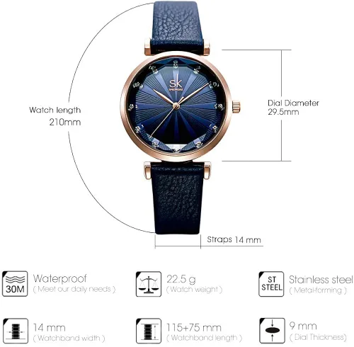 Vista 6 de SHENGKE - Reloj de pulsera para mujer con correa de piel Decent Casual Geneva a prueba de agua para mujeres creativas