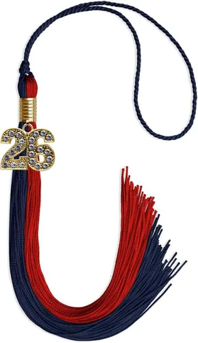Vista 45 de Endea Graduation Borla de doble color con dije dorado (negro/oro brillante, 2022)