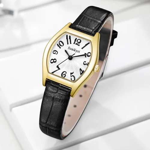 Vista 4 de Reloj Szaikyri en Forma de Barril para Mujeres con Números Árabes Fáciles de Leer, Reloj de Vestir para Damas