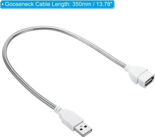 Vista 2 de PATIKIL Luces nocturnas USB, 6 piezas de 1 W, 3 cuentas de lámpara LED con 13.8 in macho a hembra, cables flexibles de cuello de cisne