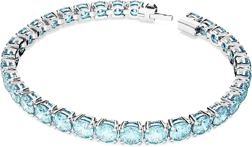 Vista 2 de Swarovski Matrix Tennis Bracelet, Round Cut Crystals, Pink, Blue, Black, Clear, Rhodium, Gold-Tone and Rose Gold-Tone Finishes