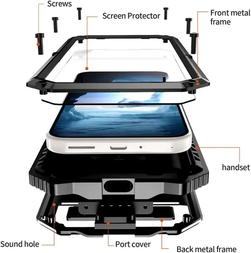 Vista 7 de Lunivop Funda de metal resistente para Google Pixel 9 Pro XL, protector de pantalla integrado, protección de cuerpo completo, a prueba de polvo
