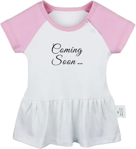 Vista 4 de Pack of 2, Coming Soon & Oh Baby Pregnancy Announcement Dresses, Newborn Infant Baby Girls Princess Dress, Cute Ruffle