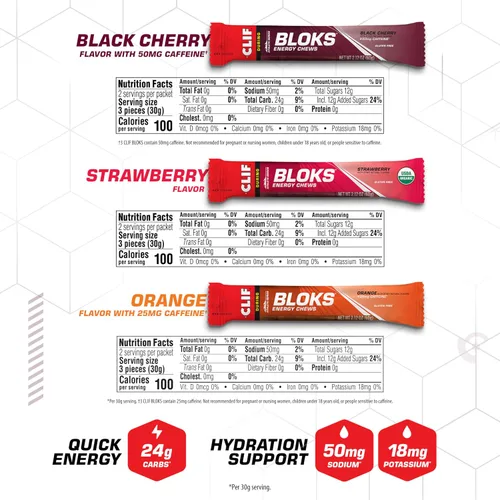 Vista 2 de CLIF BLOKS - Masticables energéticos - Paquete variado - Sin OGM - A base de plantas - Combustible rápido para ciclismo y correr - Carbohidratos