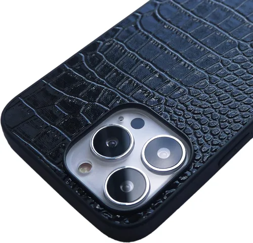 Vista 5 de Funda para iPhone 11 para mujer, funda de piel sintética de cocodrilo de piel de charol, moda clásica para iPhone11 de 6.1 pulgadas, color negro