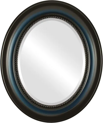 Vista 24 de OVALCREST Espejo de pared ovalado biselado para decoración del hogar, estilo patrimonial, espray plateado, dimensiones exteriores de 25 x 29 pulgadas
