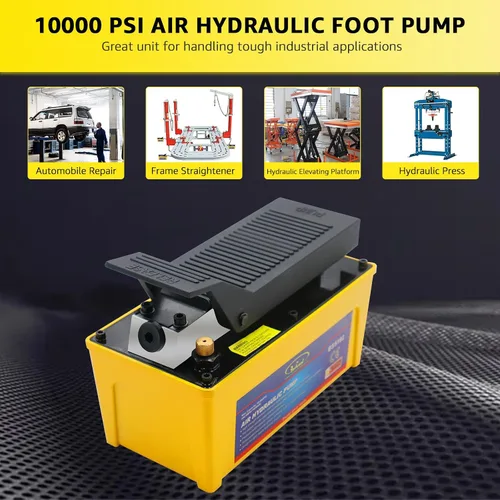 Vista 2 de BESTOOL Bomba hidráulica de aire, depósito de 10,000 PSI de 1/2 galones, salida de aceite NPT de 3/8 pulgadas, tubo de 2 x 6.5 pies, bomba