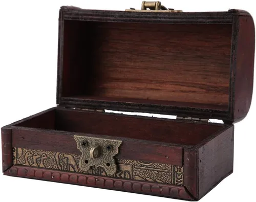 Vista 4 de Estink Caja de almacenamiento de joyería de madera vintage europea clásica caja de madera del tesoro caja del cofre del tesoro caja de la baratija