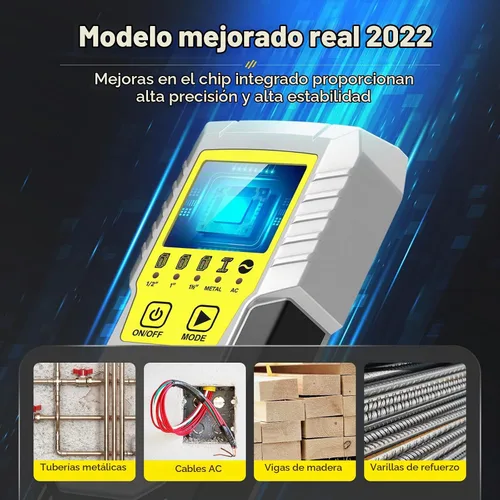 Vista 2 de Detector de pernos Sensor de pared Escáner de pared - Detector de pernos 5 en 1 con sensor electrónico, escáner de pared con pantalla LCD Amarillo