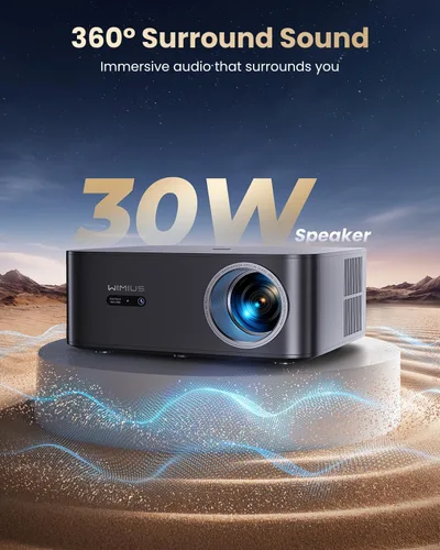 Vista 7 de 【1200 ANSI/Google TV/Compatible con 4K】Proyector inteligente con WiFi y Bluetooth, proyectores de películas para exteriores y hogar con control