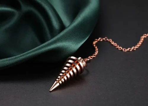 Vista 2 de PESOENTH Cadena de péndulo de péndulo de sanación de reiki de metal de cobre, cadena de péndulo de curación de reiki, dije de espiral de plata