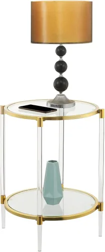 Vista 4 de Convenience Concepts Royal Crest - Mesa auxiliar de cristal acrílico de 2 niveles, vidrio/dorado
