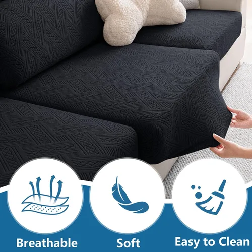Vista 7 de hyha Fundas de cojín impermeables para sofá, fundas impermeables para sofá seccional de 3 cojines para mascotas, funda elástica para sofá lavable