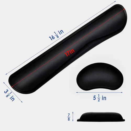 Vista 3 de TONOS Reposamuñecas para teclado, reposamuñecas de 17 pulgadas para teclado de computadora con espuma viscoelástica, diseño ergonómico para escribir