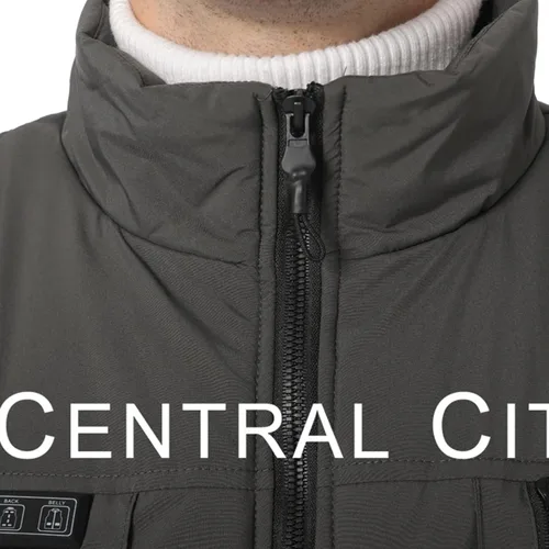 Vista 6 de Chaleco térmico ligero para hombre con bolsillo, control de doble interruptor, 11 zonas de calefacción, abrigo térmico