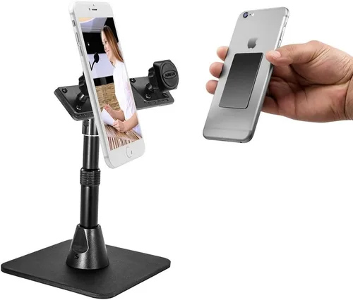 Vista 3 de ARKON Mounts TW Broadcaster Pro Dual Phone - Soporte magnético para escritorio, color negro