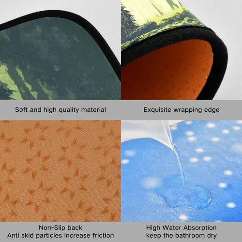 Vista 4 de Juego de 2 tapetes de cocina (bosque Sasquatch), antifatiga, acolchados, absorbentes de agua, antideslizantes, tapetes decorativos para cocina