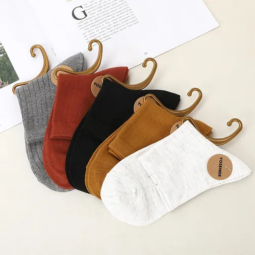 Vista 4 de Calcetines de algodón para mujer, calcetines clásicos de negocios, 5 pares, suaves y cómodos